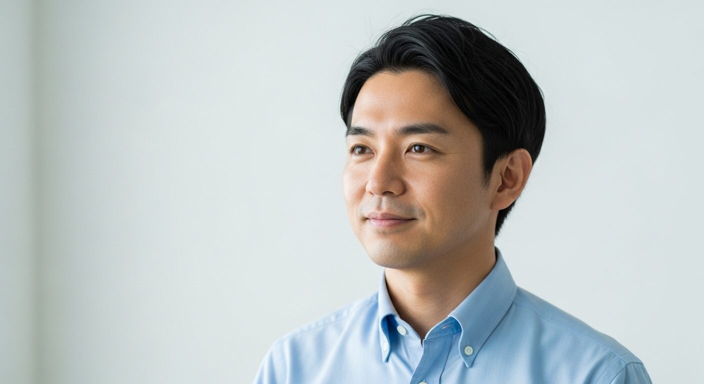 完璧主義のプレッシャーから解放され、自分を許して穏やかな表情を浮かべる人物